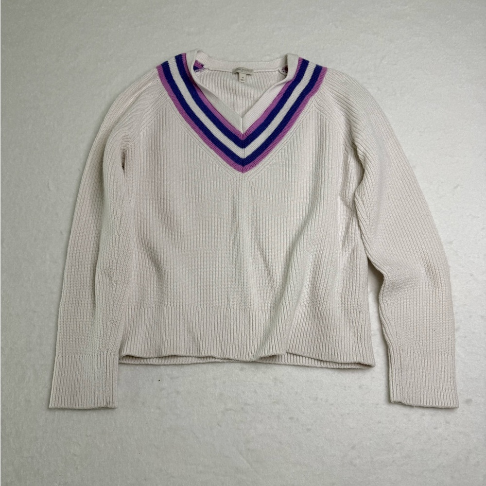 SOLDTALBOTS VNeck Sweater w Purple and Blue Stripes Y2K Vibe Size M